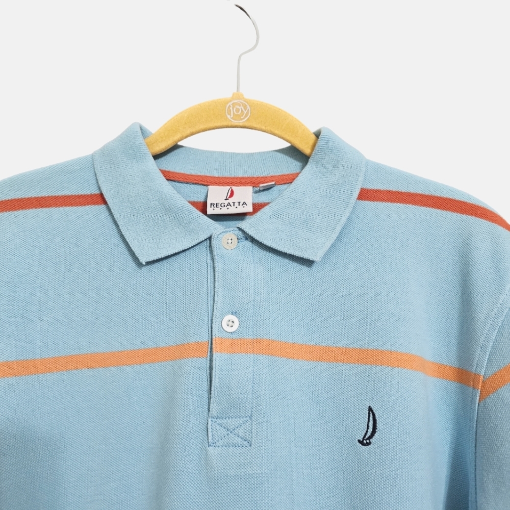 VINTAGE REGATTA SPORT Men's Blue Pique Polo Shirt M